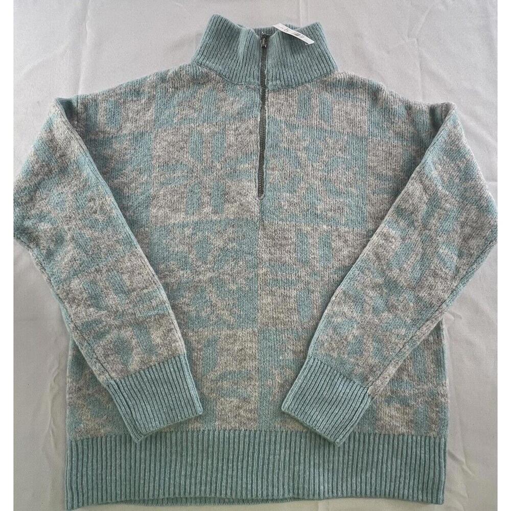 Loft Womens Multicolor 1/4 Zip Long Sleeve Sweater StandUp Collar Size S